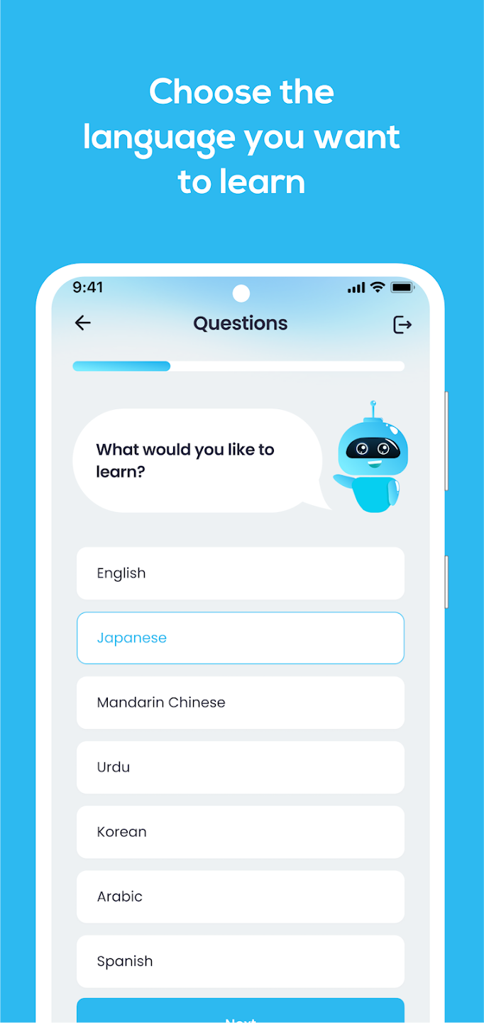 Word Waves language selection screen