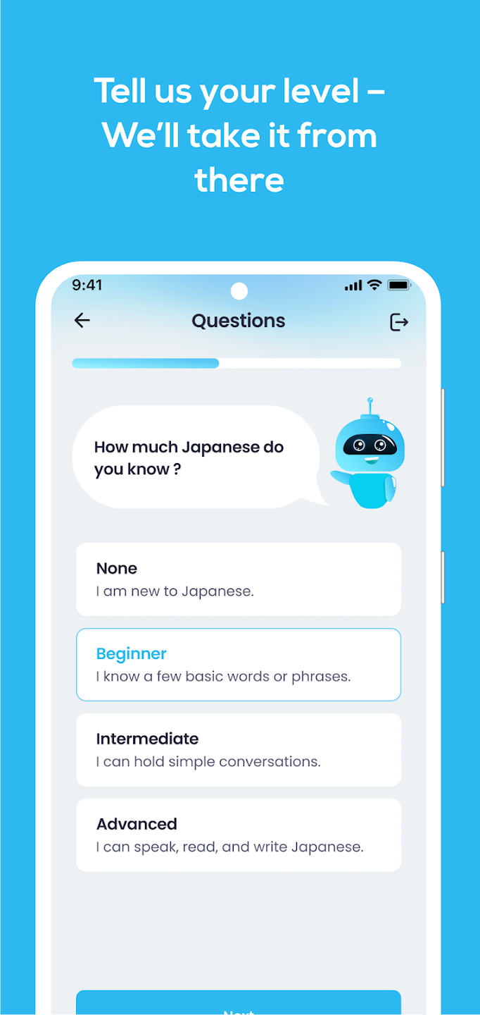 Word Waves skill level screen